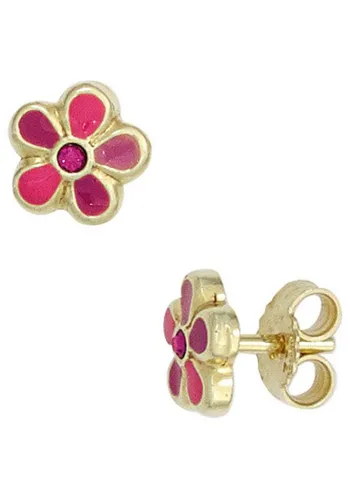 JOBO Paar Ohrstecker Blume, 333 Gold mit Glassteinen von JOBO