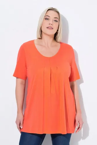 Ulla Popken T-Shirt T-Shirt Zierfalten A-Linie Rundhals Halbarm Modal