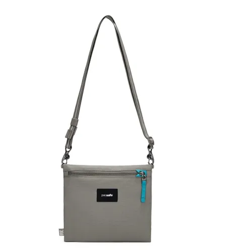 Pacsafe Go Crossbody Pouch Stone - Umhängetasche mit Sicherheitsmerkmalen, ideal für Reisen und Stadtbummel. Maße: 24 x 21 x 1 cm, kompakt und sicher für Ihre Wertsachen.