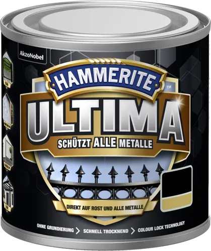 Hammerite Rostschutzfarbe Ultima 3in1, tiefschwarz RAL 9005 - Lacke: 3in1 Rostschutz, Grundierung und Lack für alle Metalle, direkt auf Rost anwendbar, extrem witterungs- und UV-beständig.