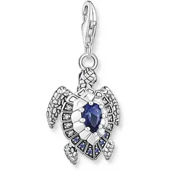 Thomas Sabo Charm-Anhänger Schildkröte mit Schmucksteinen - Anhänger für Damen, dreidimensionales Design aus 925er Sterlingsilber mit blauen Schmucksteinen, inspiriert von der Schönheit des Ozeans und ideal für Charm Club Ketten und Armbänder.