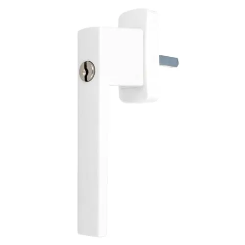 Aluminium Fenstergriff Quadrat abschließbar, Farbe:Weiß RAL 9016, Stiftlänge:35mm