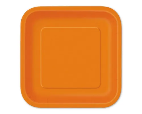 Unique Industries Inc. Pappteller Pappteller Uni Quadratisch 23cm/14Stk. Orange