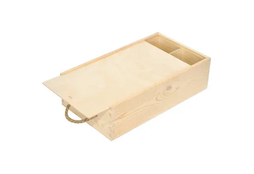 Creative Deco Weinkiste Holzkiste Wein Box für 2 Flasche mit Schiebedeckel und Tragekordel