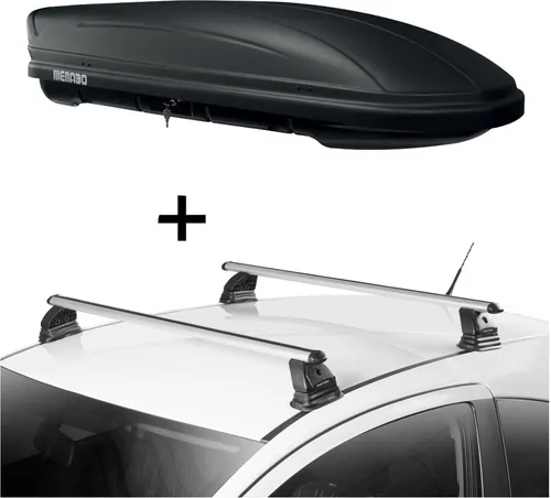Dachbox MAA400 400 Liter matt + Dachträger VDP EVO ALU kompatibel mit für Fiat Fiorino 3-5 Türer 1987-2001