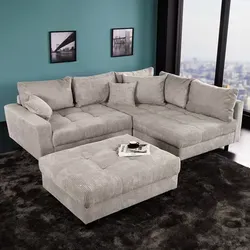 Ecksofa KENT 220cm in Greige und Schwarz