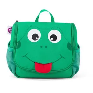 Affenzahn Kulturbeutel Frosch - Reisetaschen, niedliche Kulturtasche für Kinder mit tierischem Design und viel Stauraum für Pflegeartikel.