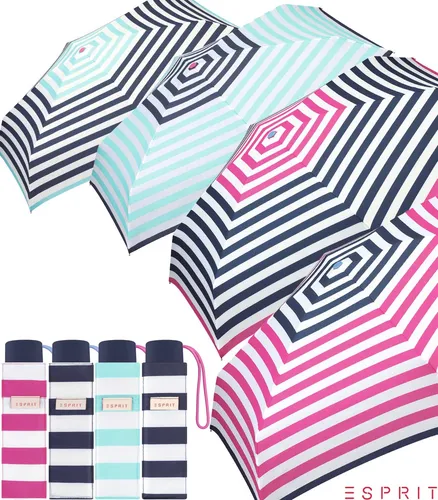Esprit Regenschirm Petito Damen Super Mini Taschenschirm klein Streifen Nautical