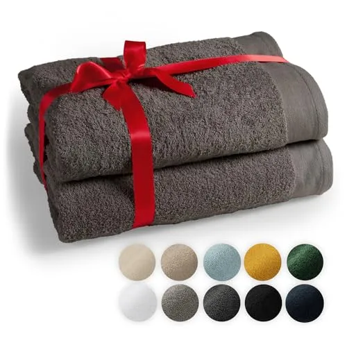 Blumtal Handtuch Premium 2-TLG. Saunatuch Set 80x200cm - Handtücher aus 100% Baumwolle, STANDARD 100 by OEKO-TEX® zertifiziert, extra weich und formstabil, ideal für Sauna und Wellness mit praktischem Aufhängschlaufe.