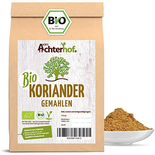 Koriander gemahlen Bio 250g | fein gemahlene Koriandersaat in Bio-Qualität | würzig, nussig und leicht süßlich im Geschmack | Korianderpulver | vom Achterhof