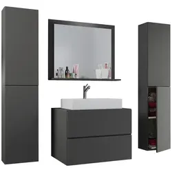 Mid.you Badezimmer VCM Lendas 5-teiliges Set - Hochwertiges Badmöbel-Set in Anthrazit, hängend mit 4 Fächern und 2,2 Schubladen - ideal für stilvolle Badezimmergestaltung.