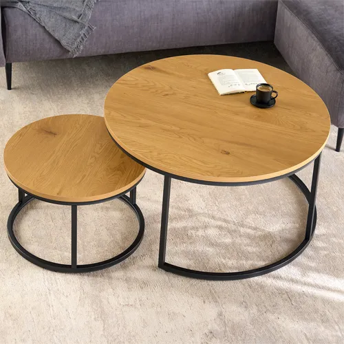 riess-ambiente Couchtisch ELEGANCE Ø80cm natur / schwarz (Set, 2-St)