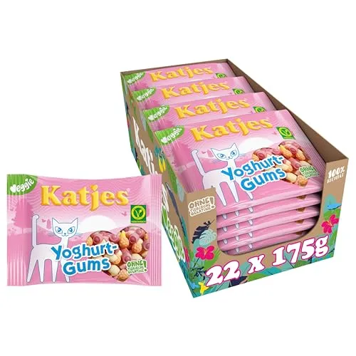 Katjes Yoghurt-Gums Vorratspack – Fruchtgummi Vorrats-Box mit Joghurt-Geschmack, fruchtiger Mix in unterschiedlichen Geschmacksrichtungen, vegetarisch, 22 x 175 g