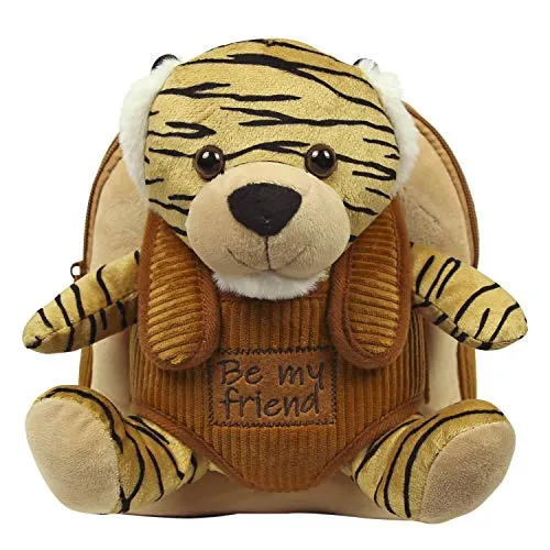 PERLETTI Kuscheltier Rucksack für Kinder mit Tiger Plüschtier - Schulranzen mit abnehmbarem Plüsch-Tiger, ideal für Kinder von 3 bis 5 Jahren. Weich, leicht und perfekt für Schule und Freizeit, mit verstellbaren Gurten für optimalen Tragekomfort.