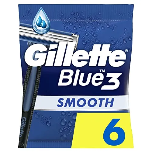 Gillette Blue3 Smooth Einwegrasierer Männer, 6 Stück, Blau