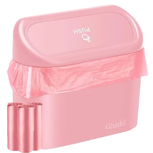 GHADA Auto Mülleimer Set mit 45 Müllbeuteln – Hängende Aufbewahrungslösung für Ihr Fahrzeug; auto mülleimer innenraum Wasserdicht Auto zubahör (rosa)