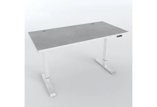VESKA Höhenverstellbarer Schreibtisch 140 x 70 cm - Elektrisches Sitz- & Stehpult - Schreibtisch mit stufenloser Höhenverstellung von 71-120 cm, LCD-Display und Memory-Funktion für 4 individuelle Positionen. Massive Stahlbeine sorgen für einen sicheren, wackelfreien Stand.