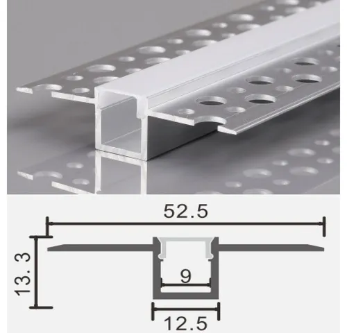 ENERGMiX LED-Stripe-Profil 2m Alu Profile Unterputz Profil Trockenbau Schiene Kanal System mit, Aluprofil mit Milchglas Abdeckung Unterputz einabu von LED-Streifen