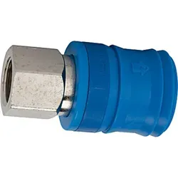 Sicherheitskupplung NW 7,4 Typ KE aus Messing - Druckluftzubehör mit Einhand-Sicherheitskupplung, zweifacher Verriegelung für sichere Anwendung, max. Betriebsdruck 12 bar, ideal für Pneumatik und Maschinenbau.