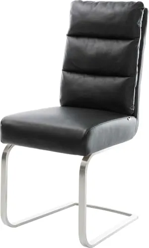 Schwingstuhl Pela-Flex - Eleganter Freischwinger aus Echt-Leder - Esszimmerstuhl mit hochwertigem Taschenfederkern für punktelastische Unterstützung und Belastbarkeit bis 150 kg, ideal für stilvolle Wohnambiente.