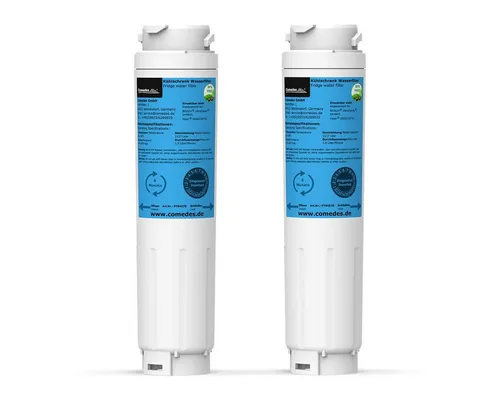 Comedes Wasserfilter 2er Set für Bosch und Haier Kühlschränke - Filter für verschiedene Kühlschränke, sorgt für bis zu 1137 Liter sauberes Wasser dank hochwertiger Kokos-Aktivkohle. Ideal für frisches Trinkwasser und einfache Montage.