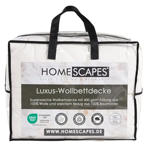 Homescapes Schwere Bettdecke aus Schafwolle 230x220 cm von Homescapes