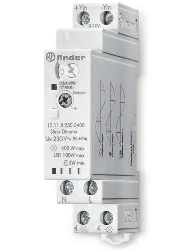 Finder Dimmer für Hutschiene 1 St. 15.11.8.230.0400 - Smart Home Dimmer für Hutschienenmontage, flexibel einsetzbar für dimmbare LEDs und Halogenlampen bis 400 W - ideal für individuelle Lichtgestaltung.