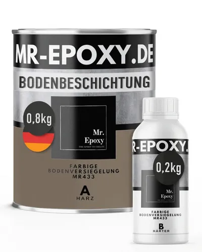Mr. Epoxy Bodenversiegelung - 2K Epoxid-Bodenbeschichtung für langlebige Böden - Hochwertige 2K-Bodenbeschichtung für Garage, Werkstatt & Industriehallen. Leichte Verarbeitung, geruchsneutral und extrem belastbar für strapazierfähige, fugenlose Oberflächen.