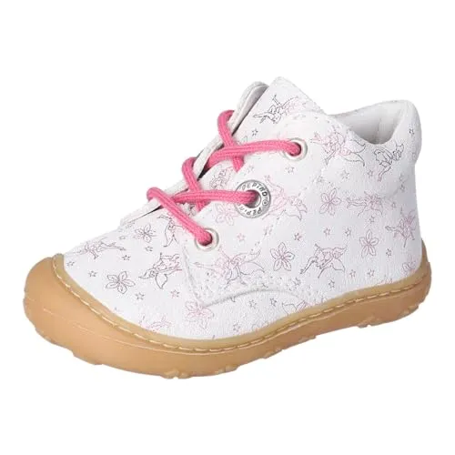 RICOSTA Mädchen Schnürhalbschuhe DOTS, Baby und Kleinkinder Lauflernschuhe, Weite: WEIT, lose Einlage, schnürstiefel, Leder, Bianco (830), 22 EU
