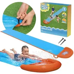 Aufblasbare Wasserrutsche für Kinder, 4,88 m - Verwandeln Sie Ihren Garten in einen Wasserpark! Diese 4,88 m lange Rutsche aus strapazierfähigem Vinyl mit integrierten Sprinklern sorgt für stundenlangen Wasserspaß und schnelle Montage.