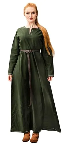 Leonardo Carbone® Damen Kleid Wikinger Unterkleid Helga | Elegante Stickereien | Fließende Silhouette | Mittelalter, LARP, Cosplay - Entdecke das Wikinger Unterkleid Helga aus hochwertiger Baumwolle. Mit detailreichen Ziernähten und entspannter Passform ist es ideal für Mittelalter-Events, LARP und besondere Anlässe. Hol dir dein episches Gewand!