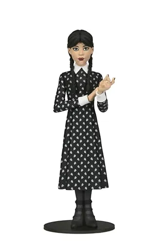NECA Wednesday Series Toony Terrors Sammelfigur - Actionfigur der beliebten Wednesday Addams, 15,2 cm groß, mit klassischem Kleid und ideal zum Ausstellen. Perfekt für Sammler und Fans ab 14 Jahren.