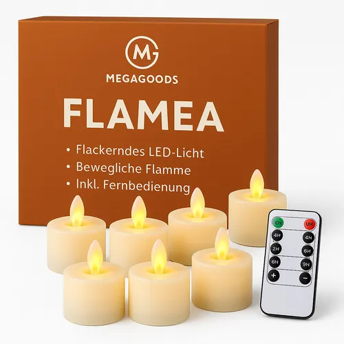 LED Kerzen 6er-Set flackernd mit Fernbedienung für Hochzeit DE.