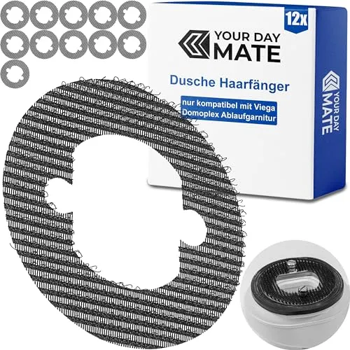 Abfluss Haarfänger, 12 Stück, kompatibel mit Viega Domoplex Duschablauf, Einwegsieb Duschfilter, Haarsieb Dusche ohne kleben, Duschwanne Filter Einsatz, Haarfilter Abflusssieb Rinne, Ablauf Sieb Set