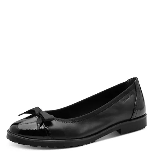 Tamaris Damen Klassische Ballerinas, Frauen Ballerinas,TOUCHit-Fußbett,Nude,Papaw,Pass-Form,Pepper,Pflege-leicht,qualitaet,Trend,Black,42 EU