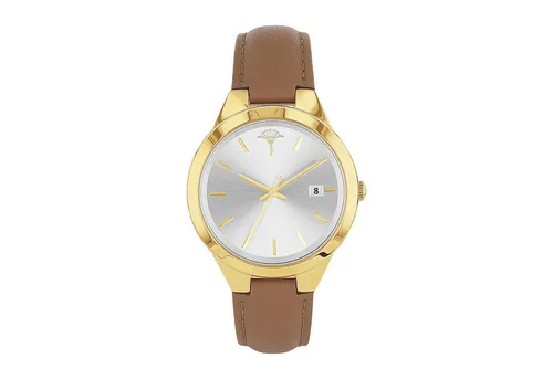 JOOP! Damen Armbanduhr mit Lederband, Gold, wasserdicht bis 5 bar - Elegante JOOP! Armbanduhr mit robustem Edelstahl-Gehäuse und feinem Lederband. Ideal für stilbewusste Frauen, die auch beim Duschen oder Schwimmen die Zeit im Blick behalten möchten. Kommt in einer dekorativen Geschenkbox.