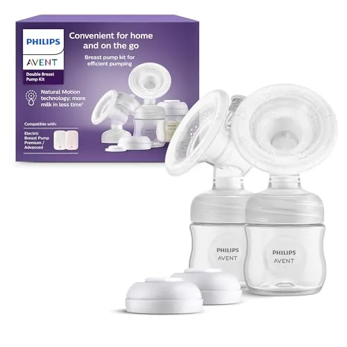 Philips AVENT Doppelmilchpumpen-Kit, mit der Natural Motion Technologie, ohne Motoreinheit, einfaches Reinigen und Zusammensetzen, 9-teilig, transparent, Modell SCF335/12