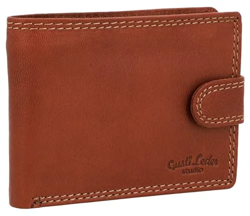 Gusti Geldbörse Leder - Gustav Herren Portemonnaie mit RFID-Schutz - Herren-Geldbörse aus hochwertigem Leder, ausgestattet mit RFID-Schutz für maximale Datensicherheit. Zeitloses Design, handlich und ideal für jede Hosentasche.