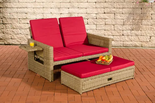 CLP Polyrattan Sofa Ancona 5mm,natur Rubinrot von CLP