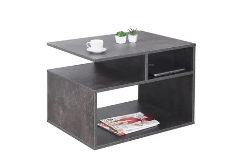 RICOO Beistelltisch WM095-BG – Moderner Couchtisch mit Stauraum - Beistelltisch fürs Wohnzimmer mit praktischem Stauraum und elegantem Design in Betonoptik. Ideal für Fernbedienungen und Deko – perfekt für kleine Räume!