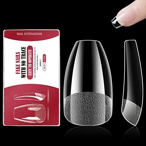 Stück Nageltips,Falsche Nägel Tips Set,Full Cover Tips für Gelnägel,Klare Acryl Nägel Künstliche Fingernägel,12 Größen,für Nagelstudios und DIY-Nagelkunst(Kurzer Sarg) 500