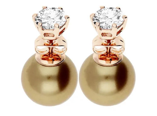 LÖB Paar Ohrstecker 18K Roségold vergoldet Zirkonia Doppel Perle Kugel Perlenohrringe Gold (Geschenke für Frauen Beste Freundin Mutter Mama Damen zum Geburtstag Weihnachten Weihnachtsgeschenke, Inkl. Schmuckbox), Ohrstecker Stein Zwei Front Back doppelte Perlenohrstecker Ohrringe