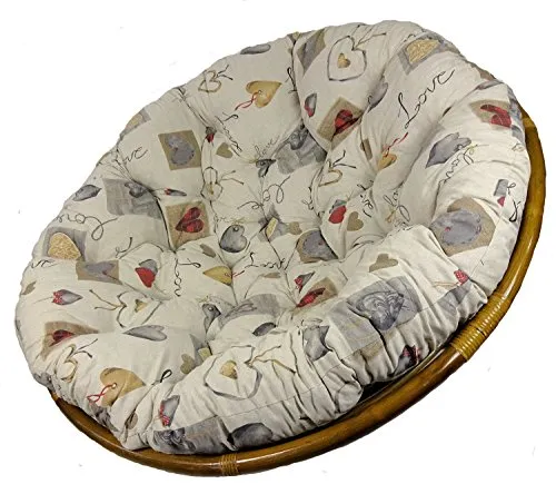 Rattani - Polster, Kissen für Papasansessel, Ersatzpolster Papasan D 130 cm, Stoff Mirha Leinen Love, Made in EU