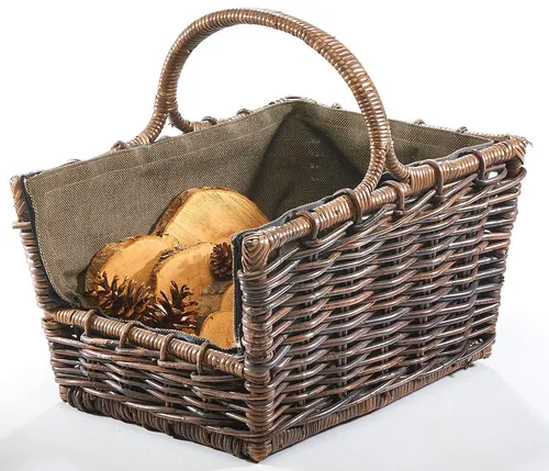 Kobolo Kaminholzkorb Krabu aus Rattan mit abnehmbarem Stoff von Kobolo