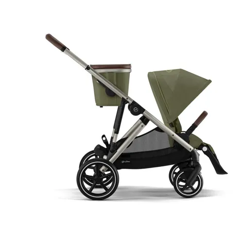 Cybex Gazelle S Kinderwagen - Flexibler Geschwisterwagen in Moos Green - Multifunktionaler Kinderwagen für ein oder zwei Kinder mit über 20 Kombinationsmöglichkeiten. Kompakt faltbar, ideal für Ausflüge und mit praktischem Einkaufskorb für bis zu 10 kg.