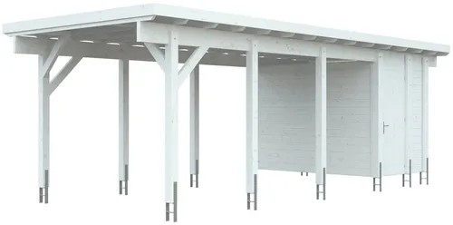 Kiehn-Holz Carport-Geräteraum 299x174 cm - Carport-Schuppen, idealer Stauraum für Carports KH 320/321, aus robustem Fichtenholz, farbig lasiert und selbstmontierbar.