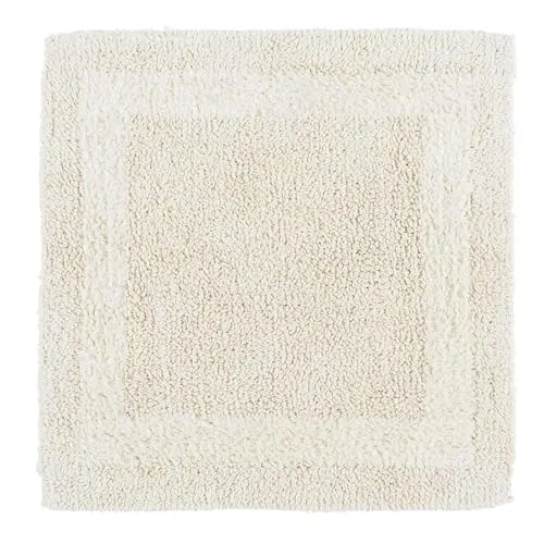 Homescapes Premium Duschvorleger Creme, Duschteppich 50x50 cm mit Wende-Design, Kleiner Badteppich Baumwolle