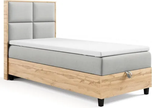 Best for Home Boxspringbett Trinity K-2 mit Bettkasten & Komfort Topper H3 - Einzelbett mit Komfort Topper für erholsamen Schlaf und praktischen Bettkasten. Ideal für kleinen Raum, in grau, verfügbar in verschiedenen Größen.