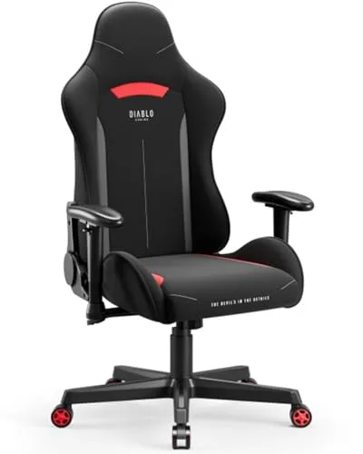 Diablo Gamer Stuhl X-Starter | Ergonomischer Gaming Stuhl mit verstellbaren Armlehnen - Bürostuhl für Gamer bis 136 kg, ergonomisch gestaltet mit atmungsaktivem SoftTouch-Stoff für maximalen Komfort während langer Spielsessions.