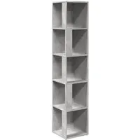 vidaXL Eckregal Betongrau 33x33x164,5 cm - Badezimmerschrank mit 5 Fächern, ideal zur ordentlichen Aufbewahrung von Büchern und Deko. Dank der kompakten Größe perfekt für kleine Räume und leicht zu reinigen.